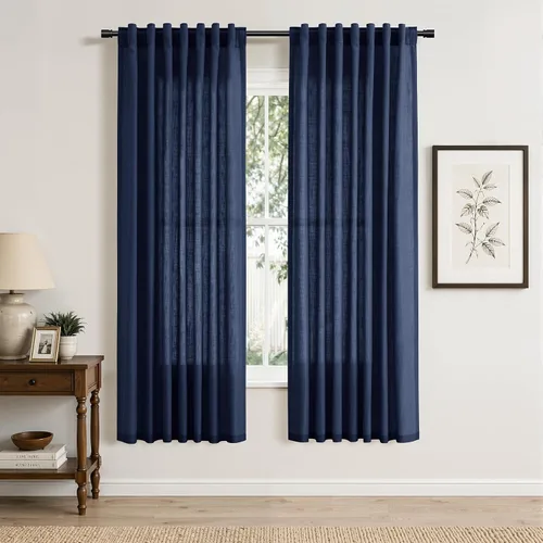 Vista 35 de Hokibero Cortinas de lino natural de 96 pulgadas de largo para sala