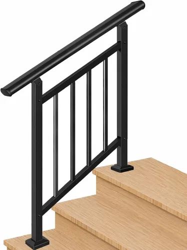 Vista 35 de Metty - Barandillas metálicas de 3 escalones para escalones al aire libre Blanco