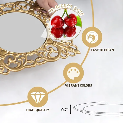 Vista 3 de MAONAME Platos cargadores dorados de 12", juego de 12 unidades, cargador espejo para platos de cena, platos cargadores de plástico con bordes