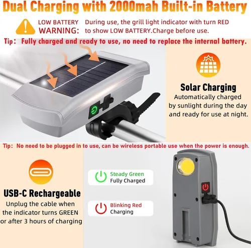 Vista 5 de Luces solares/USB-C para parrilla al aire libre
