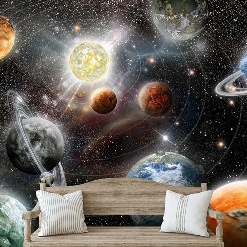 Vista 46 de NWT Calcomanía removible para pared, diseño de nube galáctica, estrella, nebulosa, fantasía, ciencia ficción, astronomía y arte espacial, arte