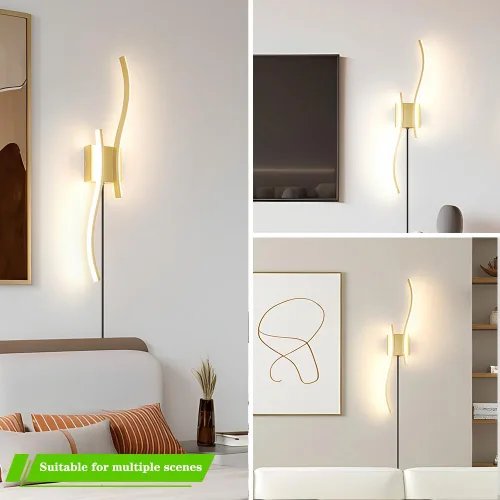 Vista 6 de Juego de 2 lámparas de pared enchufables modernas Daunton, luz de pared LED regulable dorada con control remoto, 3CCT ajustable y función