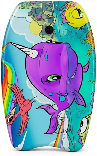 Vista 21 de PMU Bodyboard estampado con gráficos, correa de muñeca ligera, parte inferior lisa para playa, mar y piscina, tabla de surf para niños, adolescentes
