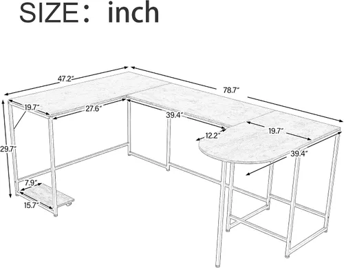Vista 2 de Escritorio de computadora en forma de U, escritorio de esquina industrial con soporte para CPU, mesa de juegos, escritorio de estación de trabajo