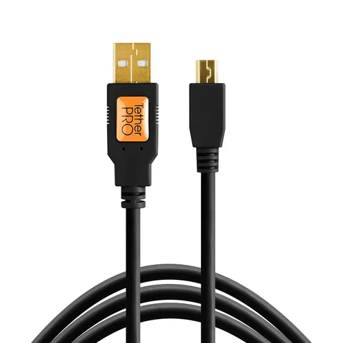 Vista 8 de Tether Tools TetherPro - Cable USB 2.0 a Mini-B de 5 pines para transferencia rápida y conexión entre cámara y computadora, naranja de alta