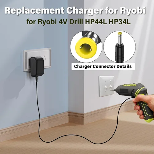 Vista 6 de Repuesto de cargador de destornillador de 5 V para Ryobi HP44L HP34L 4V destornillador eléctrico inalámbrico, cable de alimentación adaptador de CA