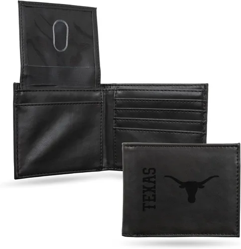 Vista 8 de Rico Industries Carteras grabadas con láser de Texas Longhorns de la NCAA, Negro, Classic
