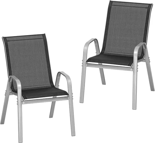 Vista 18 de ONBRILL Juego de 4 sillas de patio, sillas de comedor apilables para Gris