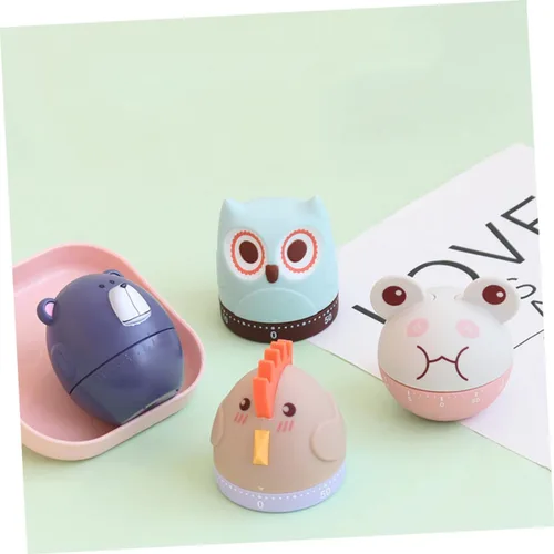 Vista 3 de LIFKOME Lindo temporizador de cocina con temporizador mecánico de pollo para niños, temporizador de 60 minutos de cuerda para huevos para gestión