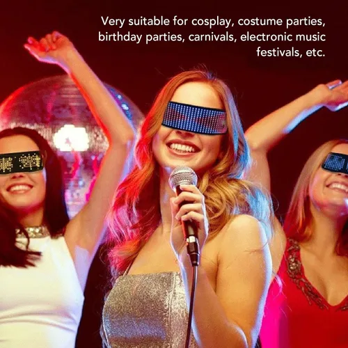 Vista 6 de Yunir Lentes LED, Bluetooth personalizables RGB con 4 modos de visualización, alto brillo, gafas inteligentes controladas por aplicación