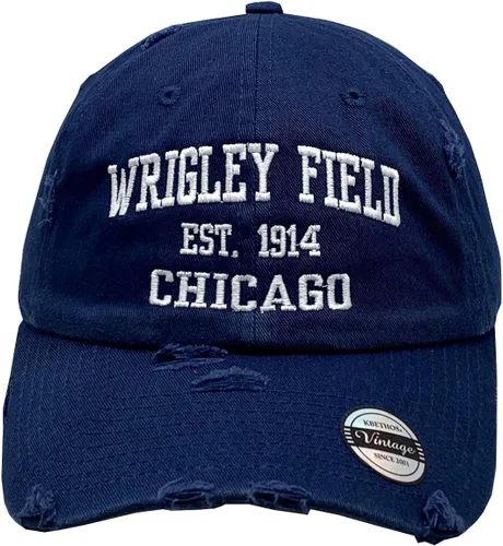 Vista 2 de Wrigley Field 1914 Chicago Vintage Sombrero Hebilla Espalda Azul