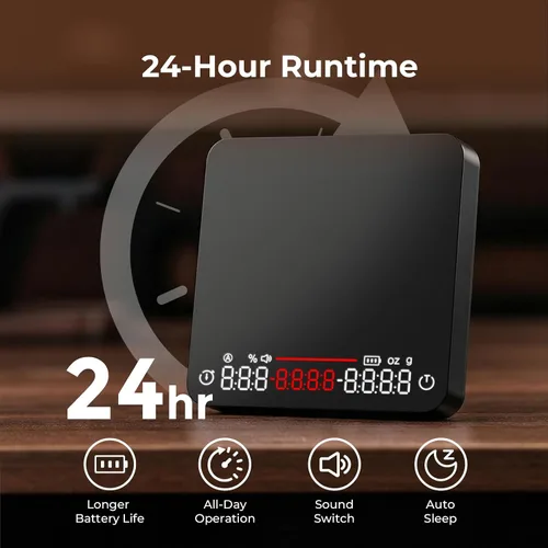 Vista 6 de Báscula de café mini con temporizador, báscula recargable USB-C de 4.4 lbs/0.00 oz, báscula de alta precisión para café expreso y café