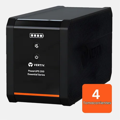 Vista 2 de Vertiv PSA6E-600LVT 600VA y 360W PowerUPS 200 Essential 120V Line Interactive Desktop UPS