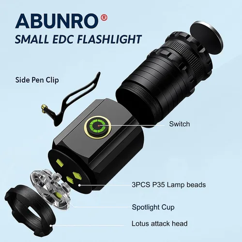 Vista 6 de Linternas recargables de alto lúmenes, paquete de 4 con mini caja de linterna 3 LED Emergency Handheld Flashlight, 5-Modes Mini Rechargeable