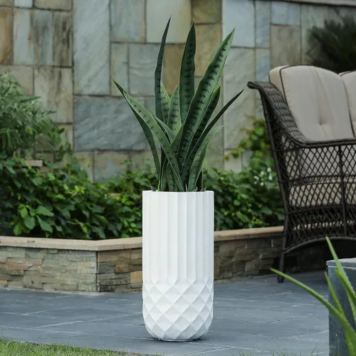 Vista 10 de LuxenHome Macetas Altas para Plantas de Exterior, Juego de 2 Macetas para Interiores y Exteriores con Orificio de Drenaje y Tapón de Goma, Macetas