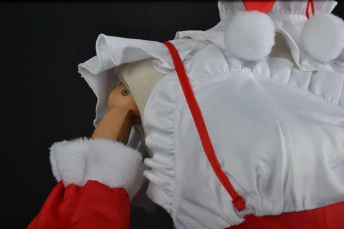 Vista 5 de Rem Ram cosplay Red Maid dress Christmas Costume Christmas Hat Lolita masquerade dress
