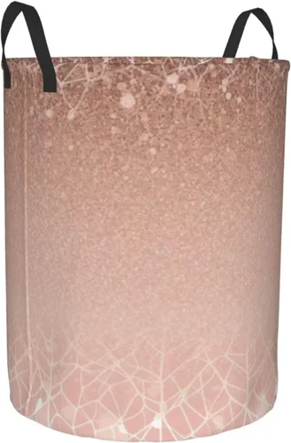Vista 2 de Cesta circular con estampado de oro rosa, impermeable, cesta organizadora de lavandería, con asas, para ropa, juguetes, pequeña