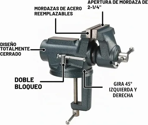 Vista 2 de Wilton Super-Junior - Tornillo de 4" de abrazadera con base giratoria, 4" de ancho de mandíbula, 2-1/4" de abertura de mandíbula, 2" de garganta