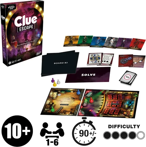 Vista 14 de Clue Escape: The Illusionist's Club Juego de mesa Juego familiar de Escape Room Misterio de resolución de 1 vez A partir de 10 años 1-6