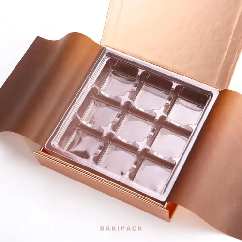 Vista 4 de BAKIPACK 6 cajas de trufas de oro rosa, cajas de chocolates, cajas