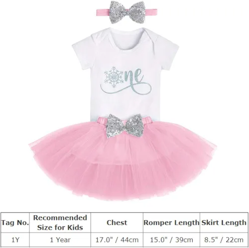 Vista 2 de IMEKIS Baby Girl Winter Snowflake 1st Birthday Outfit Cake Smash Romper Tutu Skirt Headband Christmas Photo Shoot Clothes Set