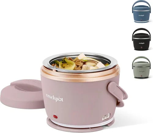 Vista 5 de Crock-Pot Fiambrera eléctrica y lonchera eléctrica, calentador de alimentos portátil para viajes, automóvil, para llevar, 20 onzas, rosa rubor
