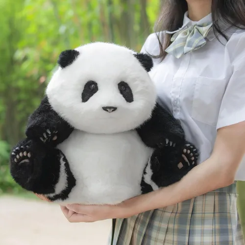 Vista 7 de Chongker Peluche de panda con peso, peluche de panda para compañero "HeHua", peluche grande gigante realista hecho a mano, 4.6 libras, 16.5