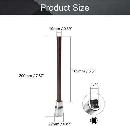 Vista 11 de Utoolmart 1/2" Drive x 0.551 in largo Hex Bit Socket, métrico, S2 y Cr-V acero 1pcs