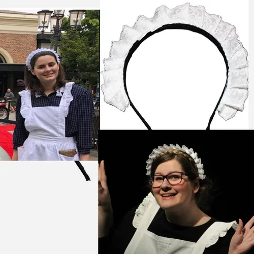 Vista 7 de MAYSONG Diadema gótica para mujer, diseño de criada, color blanco