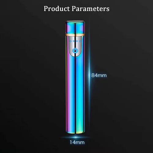 Vista 2 de Encendedor inteligente de huellas dactilares, recargable por USB, resistente al viento, sin llama, mini cilíndrico, azul