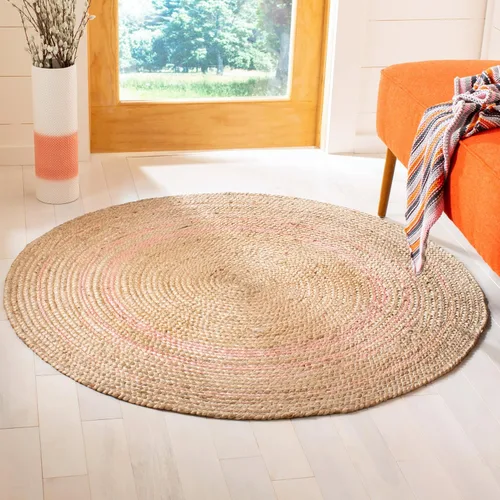Vista 9 de SAFAVIEH NF807B - Alfombra redonda de fibra natural, 3 pies, redonda, color beige y dorado, hecha a mano con encanto bohemio y trenzado de yute