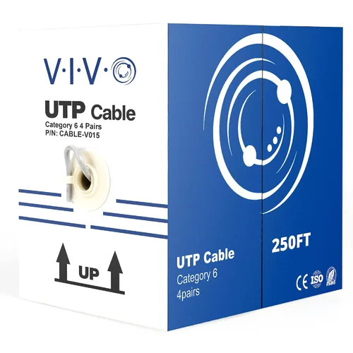 Vista 11 de VIVO Cable Cat6 a granel de 500 pies, cable Ethernet CCA, 23 AWG, caja de extracción UTP, red LAN, azul, CABLE-V006B Cable Ethernet CCA, 23 AWG