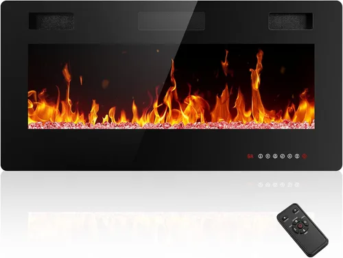 Vista 9 de Electactic - Chimenea eléctrica de 30 pulgadas para insertar ultradelgada - Chimenea calefactora empotrada y de montaje en pared con termostato