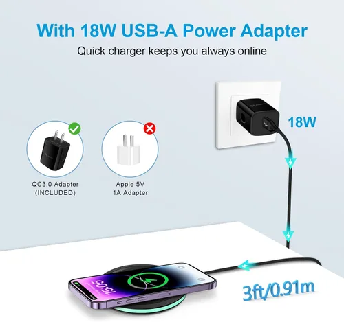 Vista 4 de Pixel 10a - Almohadilla de carga inalámbrica rápida de 15 W con adaptador para Google Pixel 9 9a 9 Pro Fold 8a 7a, iPhone 16 15 14 13 Pro Max