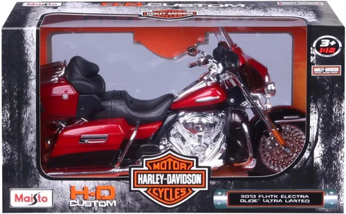 Vista 2 de Motocicleta Harley Davidson FLHTK Electra Glide modelo 2013, roja, versión ultralimitada, 1/12 de Maisto 32323.