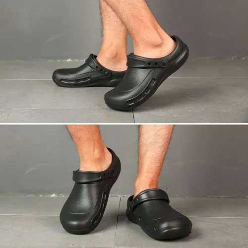 Vista 2 de Haifago Zuecos antideslizantes e impermeables para hombres, zapatos cómodos de pie todo el día, zapatos de enfermera y chef para hombres, zapatos