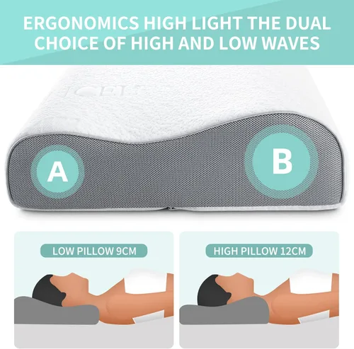 Vista 2 de Almohada cervical para el cuello, almohada de espuma de memoria de contorno Blanco