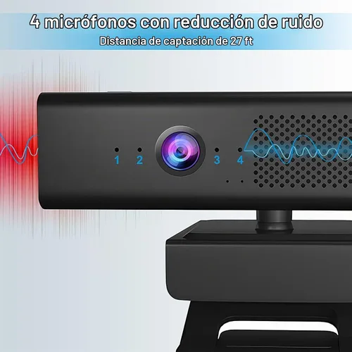 Vista 5 de ROTOPATA Cámara web de conferencia 3 en 1 Full HD 1080P con altavoz y 4