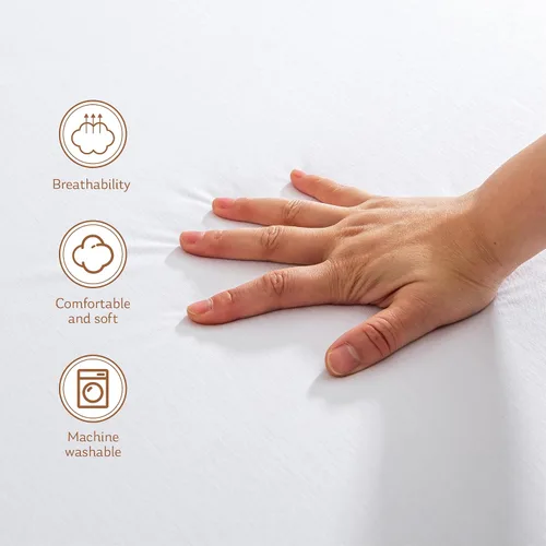 Vista 4 de MLILY Protector de colchón tamaño King, funda de colchón impermeable de enfriamiento suave, transpirable, lavable a máquina, equipada con varios