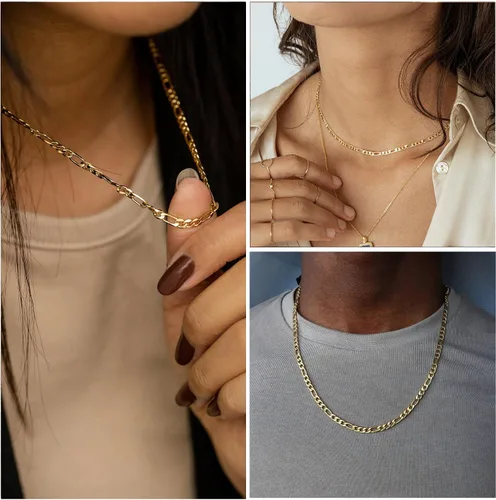 Vista 7 de SANNYRA Figaro - Collar de cadena de acero inoxidable para hombres y mujeres