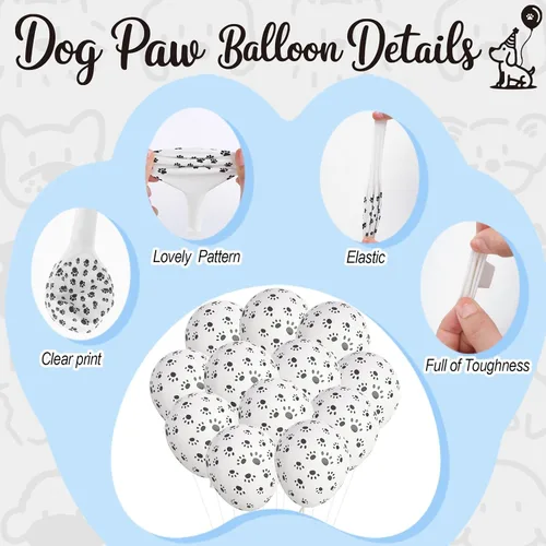 Vista 7 de Globos de Huellas de Patas de Perro, Globos de Látex de Cumpleaños con Lindo Tema de Cachorros y Mascotas para Niños y Niñas, Decoraciones de Fiesta