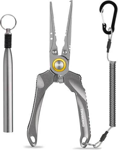 Vista 21 de TRUSCEND Alicates de pesca prácticos bloqueables con mango ergonómico innovador, herramienta de pesca recubierta de teflón resistente a la corrosión