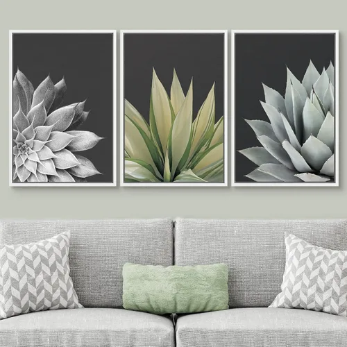Vista 71 de SIGNWIN Lienzo enmarcado para pared, juego de arte pastel con cadena montañosa, bosque, niebla, naturaleza silvestre, ilustraciones modernas, arte