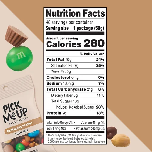 Vista 2 de Pick Me Up Provisions Mezcla de chocolate y maní, 1.75 onzas, 48 bolsas, 0.17 onzas de proteína, Kosher