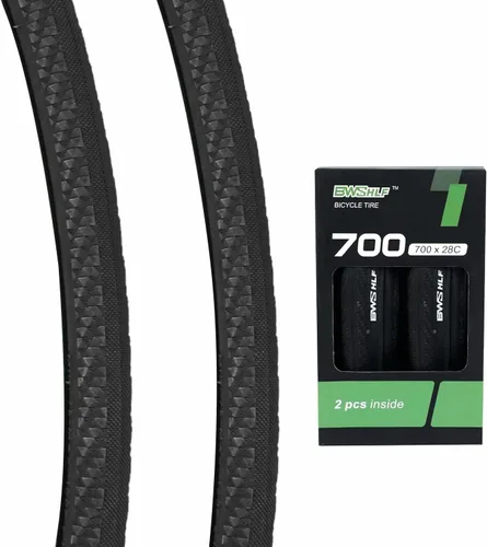 Vista 10 de BWSHLF 700x23/25/28/35c Road Bike Tire, Folding Bead Replacement Cycling Bicycle Tires Black Durable 2 Pack