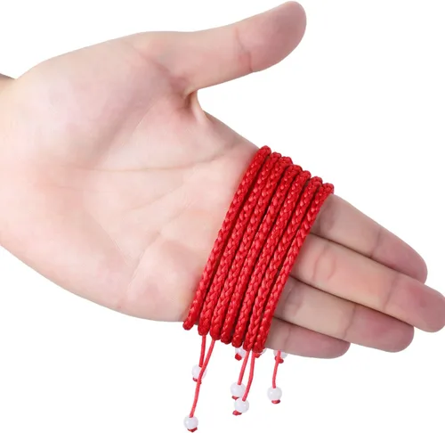 Vista 6 de GEJOY 12 piezas hechas a mano Kabbalah pulsera ajustable de la suerte con 2 cuentas blancas para el éxito