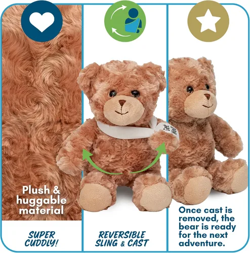 Vista 3 de Jolitee Oso de peluche con brazo roto con brazo izquierdo o derecho, regalo de recuperación de animales de peluche para niños, 10.5 pulgadas