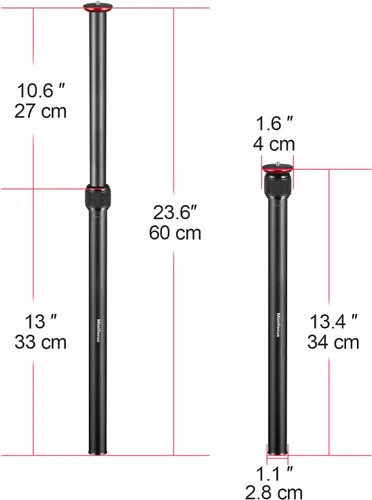 Vista 7 de MINIFOCUS Extensión de trípode de 2 secciones y trípode de cámara compacta