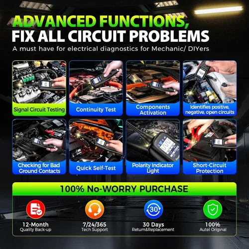 Vista 7 de Autel PowerScan PS100, probador de sonda de circuito de potencia automotriz