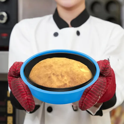 Vista 7 de Protector de silicona para tartas de queso de 9 pulgadas, protector de molde desmontable antiadherente sin BPA para tartas de queso, evita que